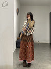YANYAN KNITS 24 Autumn and Winter Lambswool Knitted Plaid Skirt YYK-YYW24-1321-HONG Red